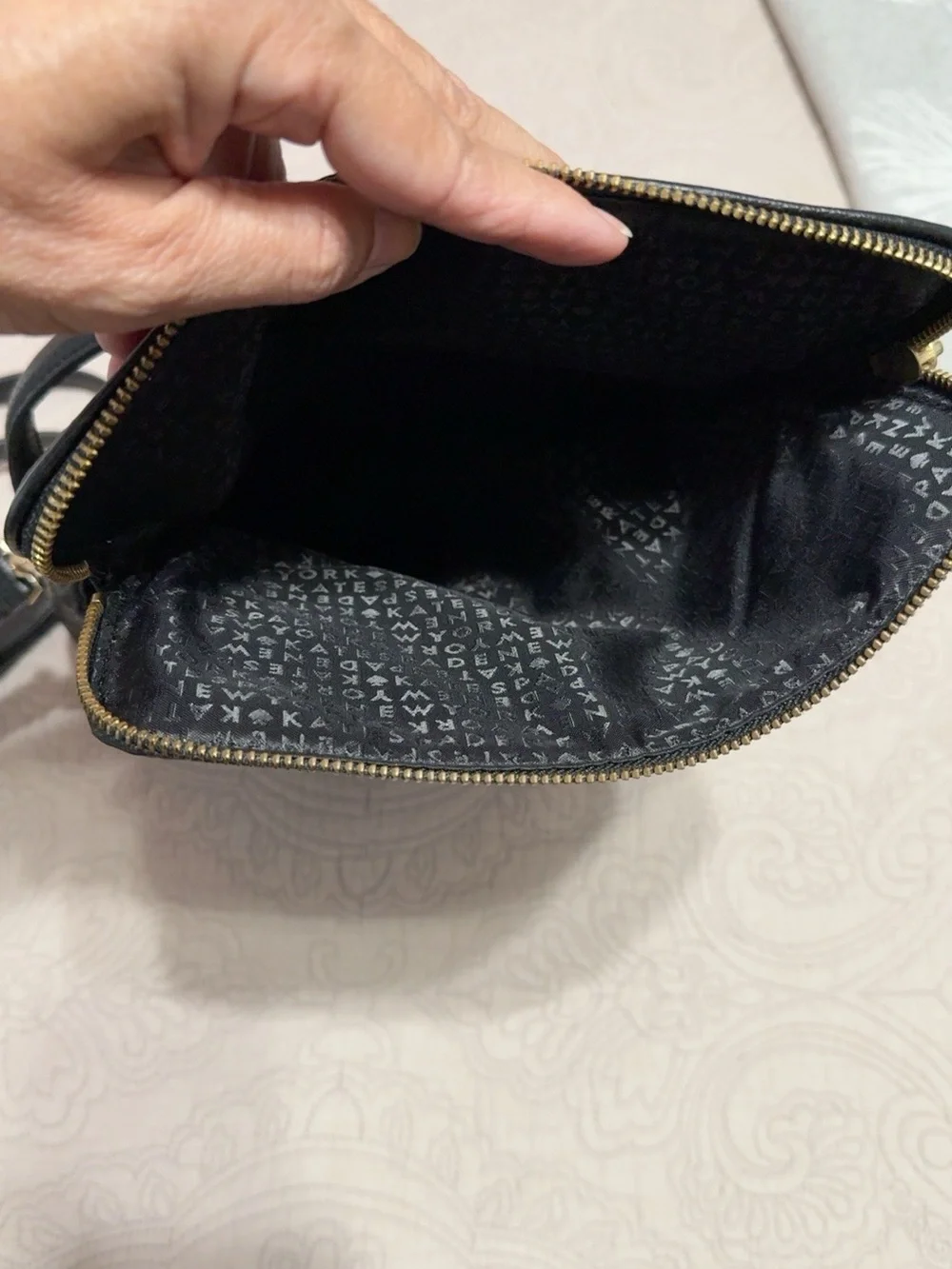 Kate Spade Black Pebbled Leather Satchel Crossbody Shoulder Bag Tassel
